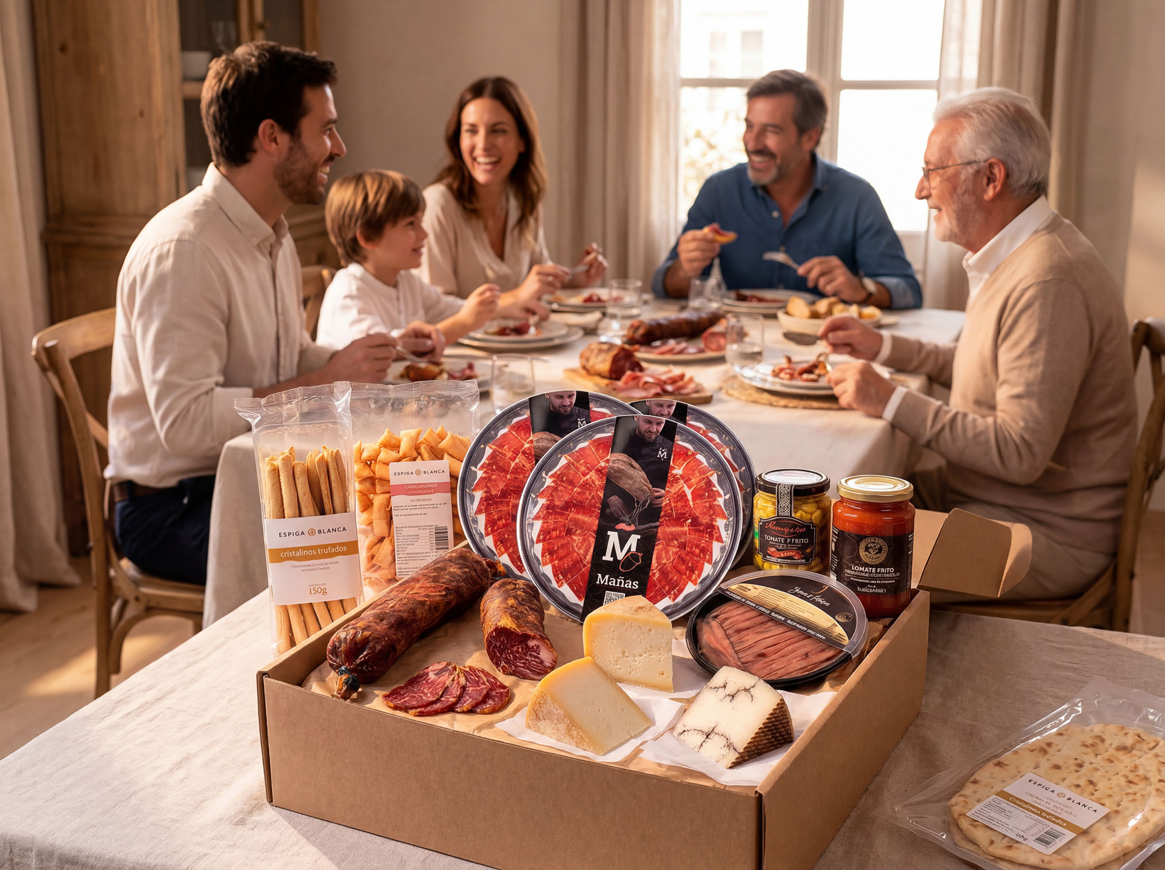Lote ibérico gourmet de Ibéricos Mañas con jamón, embutidos, quesos y conservas